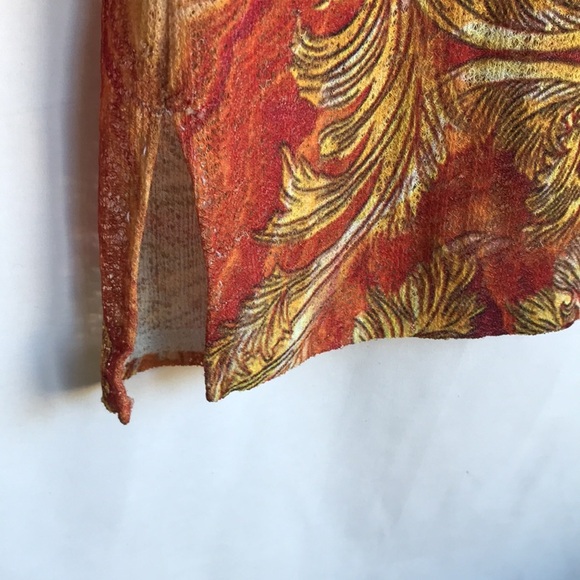 Peck & Peck lightweight yellow, orange, and white 3/4-sleeve stretchy tunic, L - Picture 5 of 6